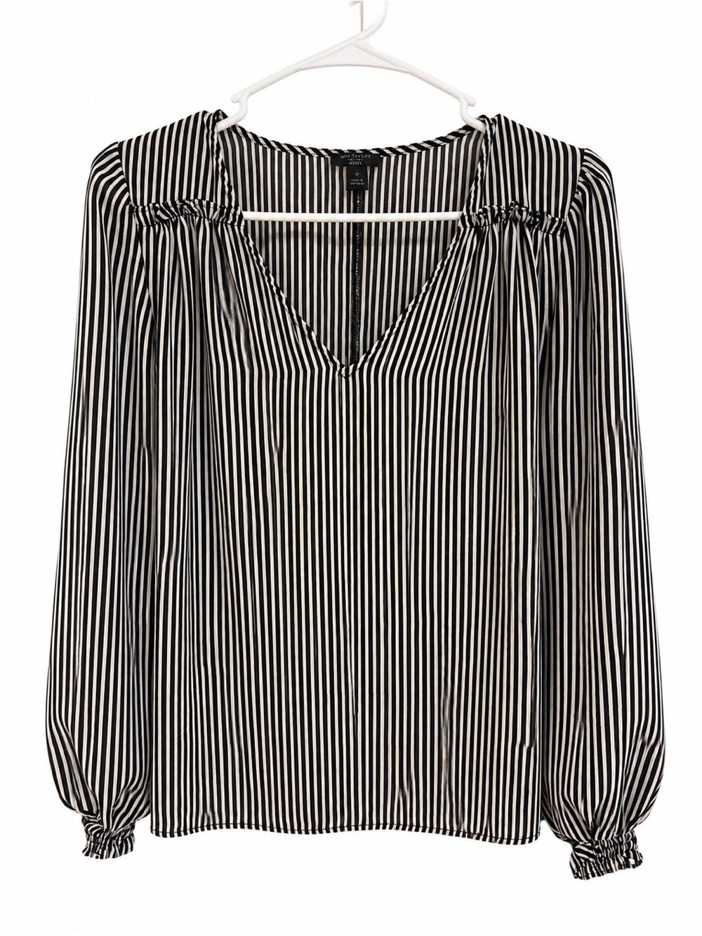Ann Taylor Factory Petite Striped V-Neck Blouse LP